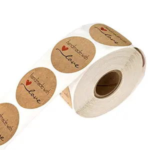 Pegatinas de papel kraft marrón redondas pegatinas de agradecimiento protección del medio ambiente papel Kraft pegatina personalizada