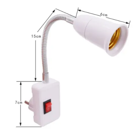 Adaptador de tomada e27 30cm, suporte para lâmpada led, parafuso base, adaptador de tomada ue/reino unido