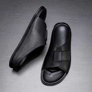 Sandales en <span class=keywords><strong>cuir</strong></span> véritable pour hommes tendance et décontractées 2025, sandales d'été à la mode pour l'extérieur - Product Image 1