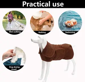 Dog Drying Coat Robe Towel Dog Bathrobe Absorb Moisture And Dry Pet Quickly Puppy Towelling Bathing Accessories