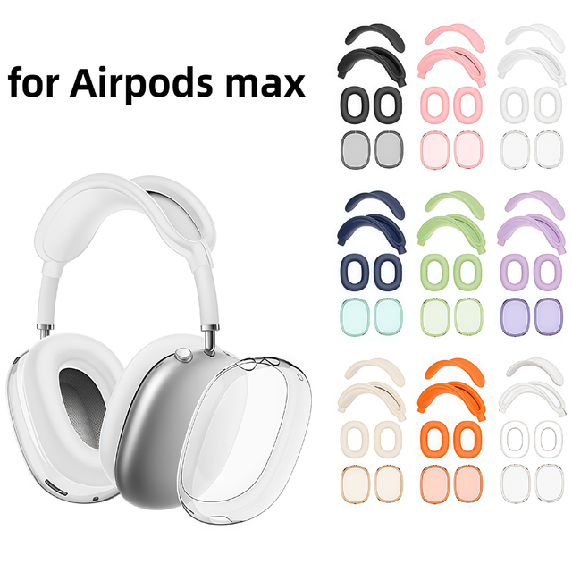 4 in 1Transparent Silicone Headphone Case for AirPods Max Clear Scratch Proof Earphone Protective Cover for AirPods Max 1/2