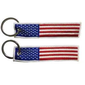 Gantungan kunci motor hadiah warna-warni kustom murah gantungan kunci motor bendera Amerika Serikat bordir pribadi