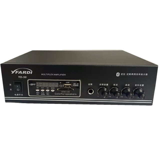 YD50 Professional PA System Power Amplifier OEM 50W AC220V/110V for Indoor / Outdoor Vehicle Dj School Market USB/SD Bluetooth