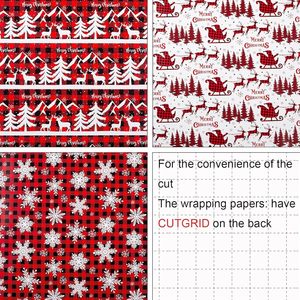 Christmas gift wrapping <b>paper</b> roll Red and black check <b>pattern</b> white reindeer and snowflake design customizable - Product Image 2