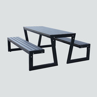 Vente complète personnalisée table et banc d'extérieur en plastique recyclé par tous les temps, porte ouverte publique rectangulaire en bois wpc pique-nique
