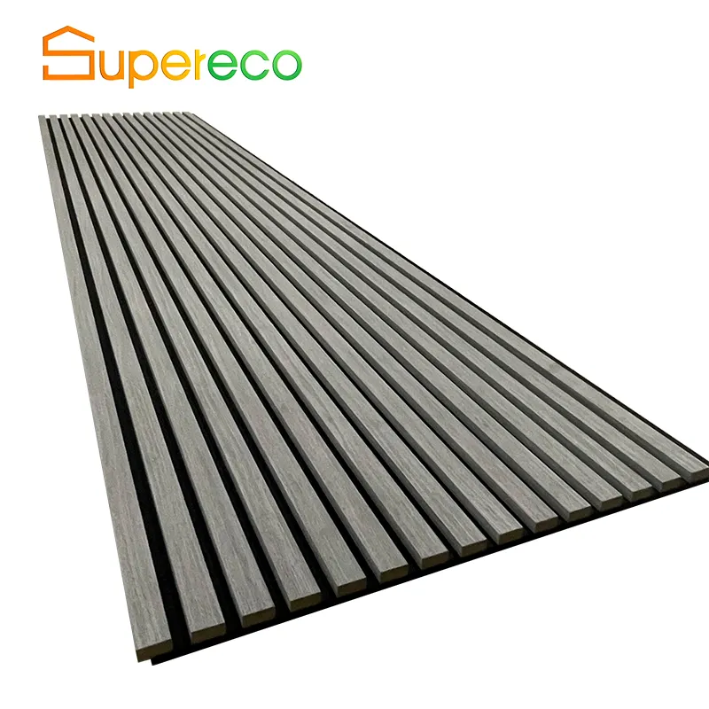 Supreco Soundproof Apartment Wall Cost-Effective Bamboo Natural Walnut Acoustic Slat Wood Wall Panels For Interior Wall