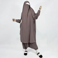 Jilbab en crêpe deux pièces avec poches pour pantalon EID Ramadan léger vente en gros Ensemble de prière grande taille pour femmes musulmanes Jilbab