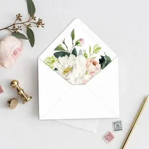 Tarjetas de agradecimiento personalizadas, embalaje de regalo, sobre de invitación de boda con forro floral