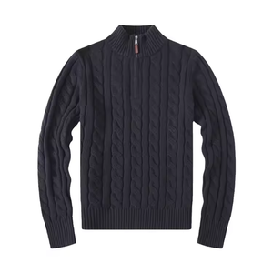Suéter Cárdigan de Invierno con Cierre de Cremallera de un Cuarto para Hombre, Marca Ral <span class=keywords><strong>Laur</strong></span>, Tejido Jacquard, para Fiestas al Aire Libre, Elegante, 100% Algodón, Secado Rápido, Transpirable - Product Image 3
