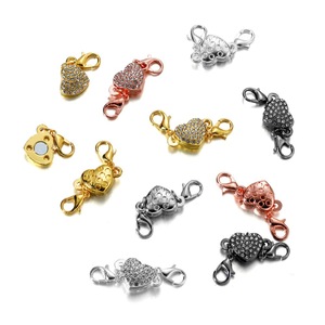 Fermoir magnétique en forme de cœur avec zircone cubique pour accessoires de bijoux DIY, composants de bijoux 11x18mm - Product Image 1