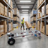 Chariot à plateforme industriel en aluminium robuste 3 en 1 à quatre roues avec roues pneumatiques de 10x3,5 pouces, certifié CE OEM