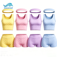Ensemble personnalisé à pois, col rond, vêtements de sport doux, légers, extensibles, respirants, confortables au quotidien, ensemble deux pièces à pois pour femmes