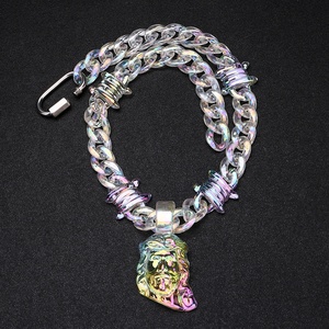 <span class=keywords><strong>Collana</strong></span> con Croce Hip-Hop Trendy Europea e Americana con Ciondolo in <span class=keywords><strong>Resina</strong></span> Acrilica Trasparente <span class=keywords><strong>Colorata</strong></span> a Goccia d'Acqua, Catena a Maglie, Vendita all'Ingrosso - Product Image 1