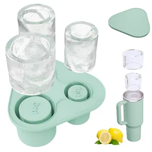 Bandeja de silicone para cubos de gelo com tampa, molde fácil para fazer cubos de gelo, 3 moldes de silicone