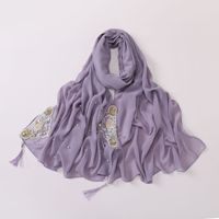 Nouveau Voile de Prière Musulman 2024 en Chiffon Brodé avec Pompons, Foulard Malaisien Imprimé Floral, Robe Pashmina, Hijabs pour Femmes Musulmanes