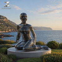 Sculpture Moderne en Acier Inoxydable de Figure Humaine, Statue Métallique en Couches, Décoration Artistique Publique Personnalisée pour Jardin, Parc, Place en Extérieur