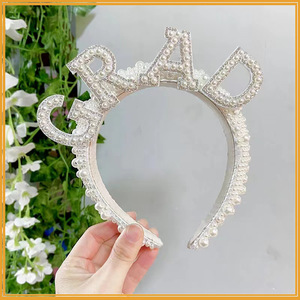 GRAD TRIBE BRIDE Couronne <span class=keywords><strong>de</strong></span> perles Bandeau <span class=keywords><strong>de</strong></span> mariage douche nuptiale Princesse diadèmes et couronnes accessoires <span class=keywords><strong>de</strong></span> cheveux <span class=keywords><strong>de</strong></span> mariée luxe mariage - Product Image 4