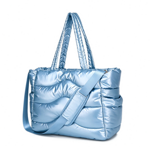 Factory OEM Stylish Lightweight Portable Foldable Shoulder Bag <b>Laptop</b> <b>Compartment</b> Soft Quilted Nylon Puffer Tote Bag Women Daily - Product Image 6