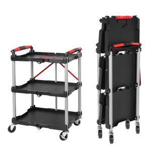Chariot roulant pliable à 3 niveaux, robuste, avec roues à frein pour entrepôt, garage, directement du fabricant - Product Image 1