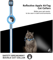 Collier pour chat en polyester avec AirTag intégré, anti-perte, suivi de positionnement, réfléchissant, avec cloche et boucle de fermeture