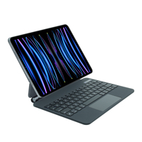 Teclado Inalámbrico USB Wisoneng Magic Ultra Delgado con Inclinación Ajustable, Panel Táctil Retroiluminado de 7 Colores para iPad de 12.9 Pulgadas, Nuevo, de Bambú, con Certificación RoHS