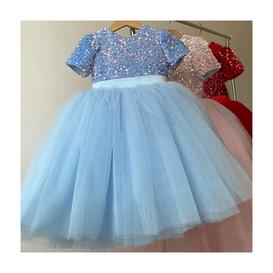 Vestidos de Fiesta de malla en capas para niñas, vestidos de <span class=keywords><strong>tul</strong></span> con lentejuelas, <span class=keywords><strong>vestido</strong></span> de flores de comunión para niñas, <span class=keywords><strong>vestido</strong></span> de cumpleaños para niñas de 7 años - Product Image 1