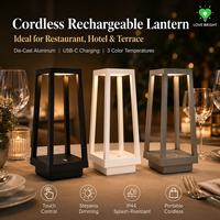 Lanterne de table LED sans fil rechargeable, flexible, simple, à courant continu réglable, à économie d'énergie, pour restaurant, hôtel, terrasse, patio