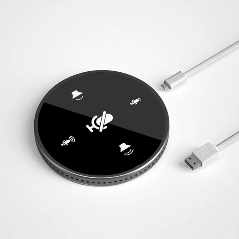 Micrófono de conferencia USB mejorado para ordenador, condensador omnidireccional 360, altavoz incorporado con tecla de silencio, Plug Play