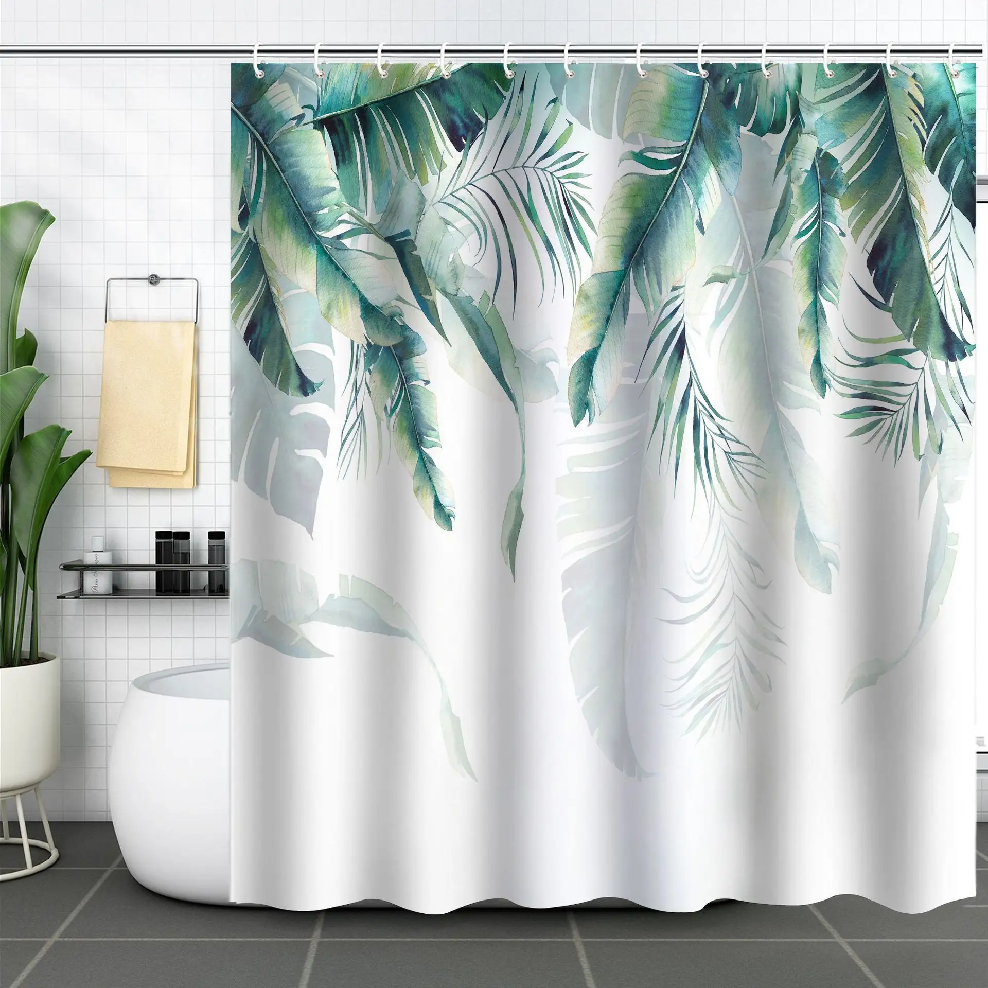 Bathroom With and Rugs, Designers Bathroom Fancy 100% Polyester 4 Pieces shower curtains with custom printing/