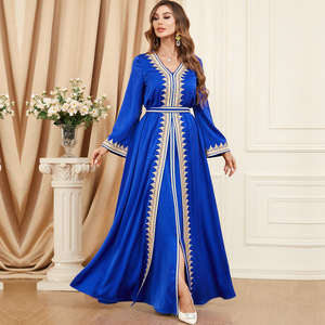 2023 stile modesto 3347 abito da sera in due pezzi da donna Muslim Abaya in poliestere per l'estate nella regione del Medio Oriente arabo - Product Image 3