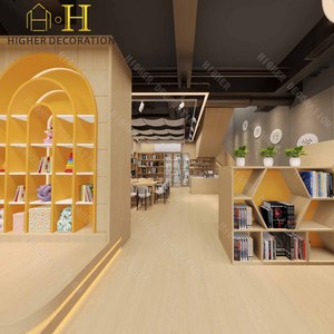 Bureau de réception d'information de bibliothèque de conception agréable de couleur marbre personnalisé lumière LED librairie comptoir avant meubles de librairie - Product Image 4