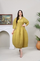 Robe plissée Miyake sur mesure pour femme, coupe ample et volumineuse, élégante et discrète pour les églises, à manches longues, de luxe, pour soirée