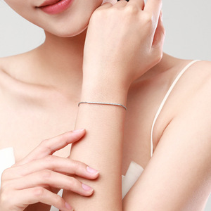 S925 Silver Minimalist Chain Bracelet With <b>Love</b> Gift Sparkling Bar Detail Everyday Wear Unisex Jewelry - Product Image 3