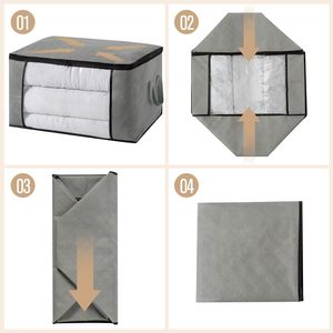 Wardrobe Closet Quilt Storage Bag Non-woven Clothes Organizer Bag <b>Large</b> Capacity Moving Luggage Packing Bag - Product Image 3