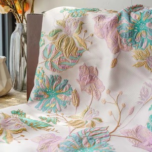 Alambre dorado 3D flor grande elegante <span class=keywords><strong>ponk</strong></span> brocado tela clásica primavera y otoño vestido de mujer tela decorativa Estilo Vintage - Product Image 1