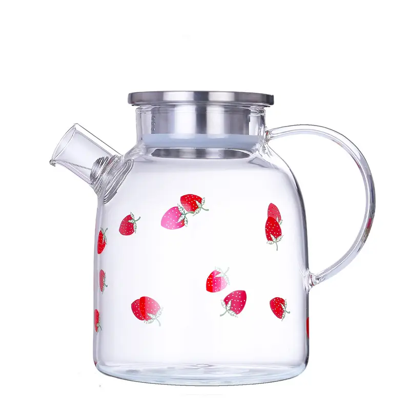 Aardbei Koeler Met Rvs Deksel Huishoudelijke Sap Citroen Kruik Met Hoge Borosilicaatglas 60Oz 10Oz