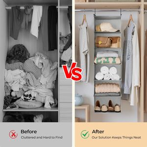 6 <b>Shelf</b> Hanging Closet Organizer 33x15x85cm Foldable Fabric Storage For Behind Doors On Walls Neatening - Product Image 6