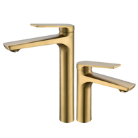 Robinet de salle de bain à un trou moderne Robinet d'eau chaude et froide de luxe Finition or brossé Montage à un trou pour lavabo de douche