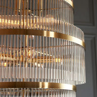 Lustre LED moderne personnalisé en métal, verre et cristal pour hôtel, salon, bar, hall, club, réception, escalier