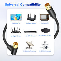TV-antenne RG6 coaxkabel Rechthoekige 3,3FT 90-graden schuine mannelijke-mannelijke connectoren 1080P HDTV Satellietontvangers Gevlochten PVC