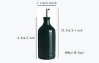 Ensemble de bouteilles d'huile d'olive et de vinaigre en céramique personnalisées bouteille distributrice d'huile de cuisson colorée moderne pour la cuisine