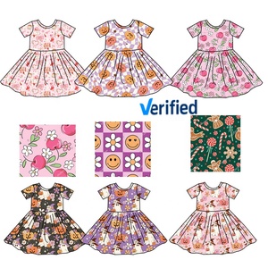 Vestito a Ruota in Fibra di Bambù per Bambine, Manica Corta con Motivi di <span class=keywords><strong>Zucca</strong></span>, Fantasma e Fiori, <span class=keywords><strong>Abito</strong></span> per Feste Autunnali 2-8 Anni - Product Image 2