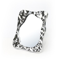 Miroir de Maquillage de Bureau Instagram pour Étudiants, Dortoir, Princesse, Effet Ondulé, Support Pliable, Cadre en Plastique Simple, Portable, Zhejiang