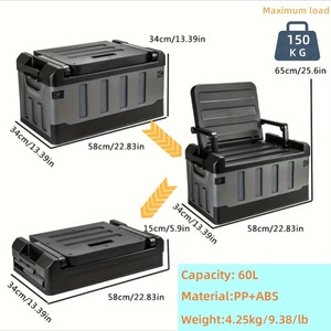 60L Multifunctional Sit-Down Foldable Camping <b>Storage</b> <b>Box</b> Customizable Logo PP for Outdoor Camping Travel Car <b>Storage</b> <b>Tools</b> - Product Image 3