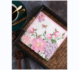 <span class=keywords><strong>Tovaglioli</strong></span> da Cena con Design Floreale Stampato per Decorazioni Festa, Matrimonio ed Eventi Nuziali - 2/3 Veli in Pura Polpa di Legno - Product Image 5