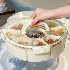 Round Dried Fruit <b>Tray</b> 8-11 Compartments Airtight Lid Food Grade Portable <b>Storage</b> Container For Snacks And Nuts - Product Image 4