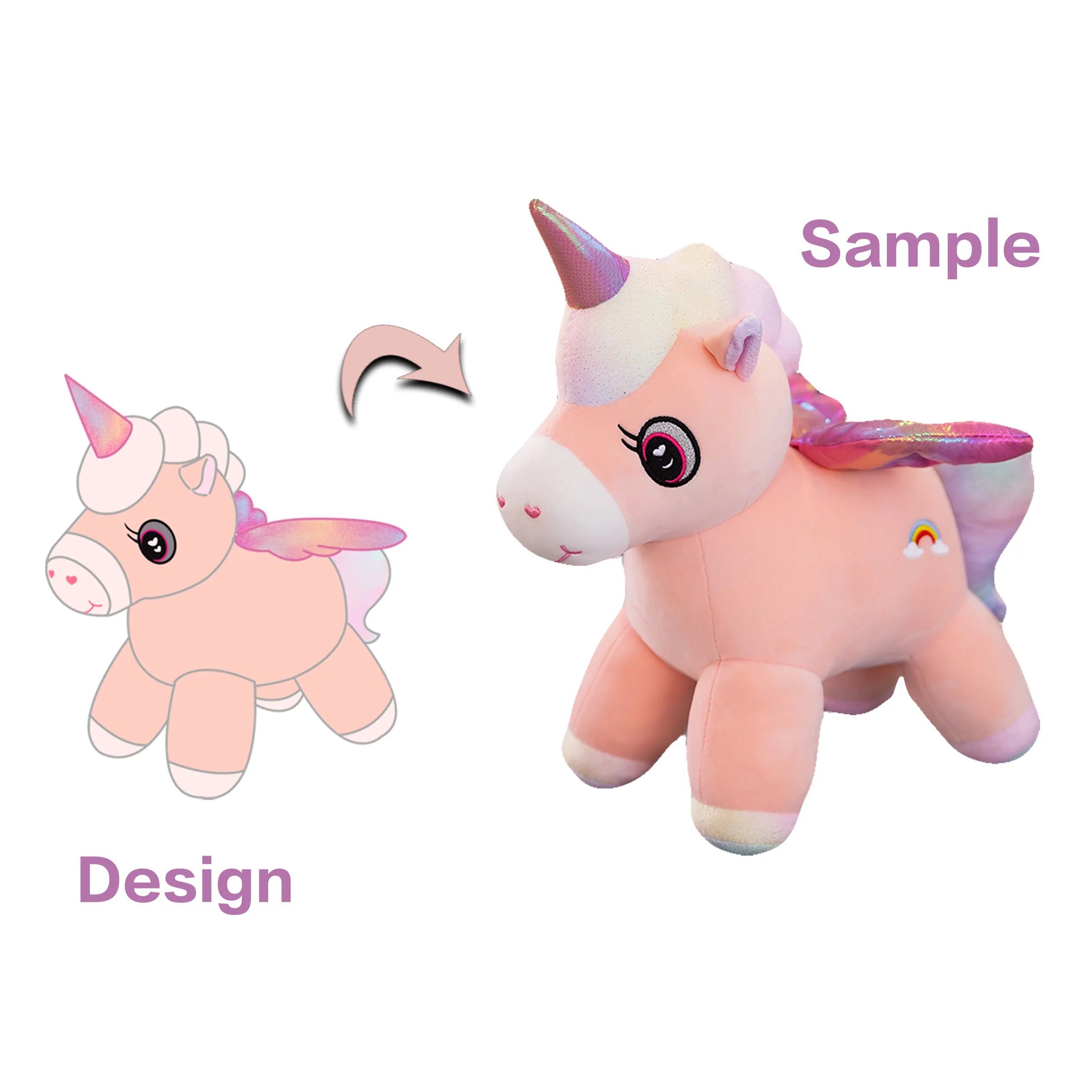 Jouet en peluche personnalisé OEM, créez votre propre animal doux, jouets personnalisés pour animaux de compagnie, licorne mignonne, jouet en peluche