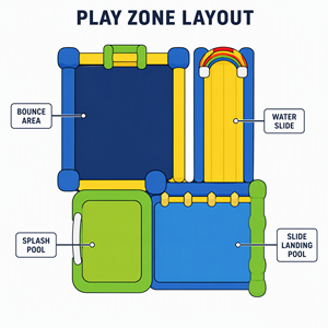 Château gonflable Frog Design 3x3m avec toboggan et <span class=keywords><strong>piscine</strong></span> pour enfants, capacité maximale 8 personnes, matériau PVC - Product Image 3