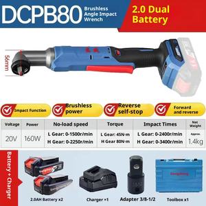 Dongcheng kunci pas elektrik isi ulang tanpa sikat, alat roda gigi sudut kanan baterai Lithium-Ion torsi maks 80N.m Industri 18V - Product Image 3