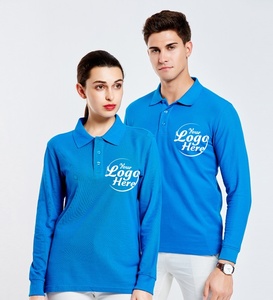 Chemises unisexes à manches longues en maille respirante de haute qualité, couleur unie, coupe classique, polyester/coton, avec logo personnalisé, pour l'été et les loisirs - Product Image 1